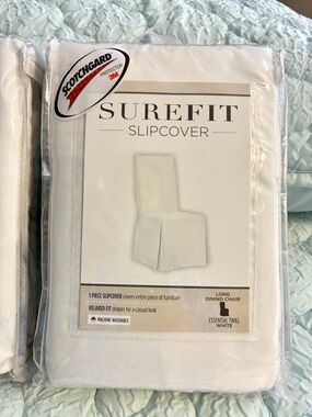 2 SureFit White Slipcover Pair with Scotchgard Protector 2 NEW